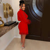 FANAN Elegant Women Double Breasted Tassel Hem and Long Sleeve Notched Collar Lace Waist Patchwork Blazer Dress Vestidos 2022