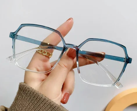 Fashion Anti Blue Light Glasses Ultra-Light Transparent Korean Gradient Big Square Frame Men Women Eye Protection Spectacles
