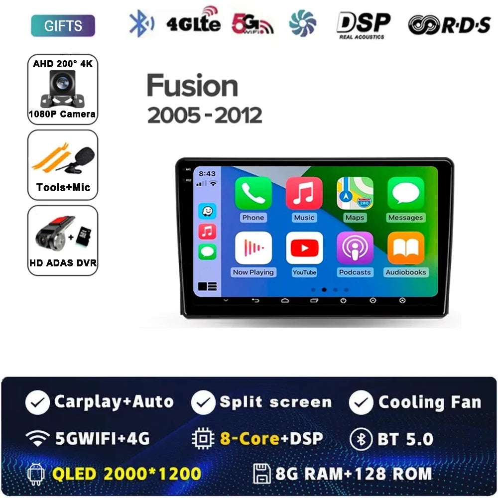 For Ford Fusion 1 2005 - 2012 Android 14 Carplay Auto Car Radio Multimedia Video Player Navigation GPS  No 2Din 2 Din DVD DSP 4G