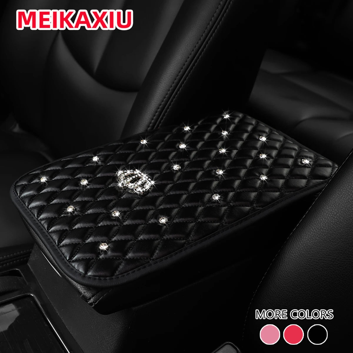1 PU soft Comfort diamond-encrusted Crown Car armrest cushion Car accessories interior for both men and women