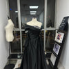 Bella Black Satin Beaded Robes De Soirée One Shoulder A-line Prom Dresses Customized Long Sleeves Floor-length Wedding Dress