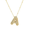 Cubic Zirconia Gold Plated  Bubble Alphabet Letter Necklace Monogram Necklace Balloon Initial Necklace Gifts for Women Girls