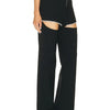 TWOTWINSTYLE Solid Wide Leg Pants For Women High Waist Hollow Out Spliced Diamonds Loose Straight Pant Female Fashion Clothing