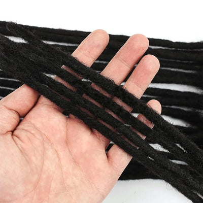 Handmade Permanent Locs Thickness Dreadlock Extensions Soft 100% Human Hair Locs Extensions Natural Black For Women Men Full