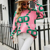 Knitted Sweaters Women 2023 Spring/Autumn Round neck Letter  Embroidery Pullovers Top Temperament casual warm Tee contrast color