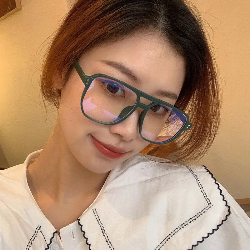 Retro Fashion Anti-blue Light Glasses Men Women Transparent Computer Glasses Frame Eyeglass Frame Flat Glasses Square Eyeglasse