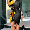 Long Sleeve Elegant Skinny Office Lady Mini Dress For Women Sexy deep V-neck Black Package Hip Bodycon Dresses Casual Robe