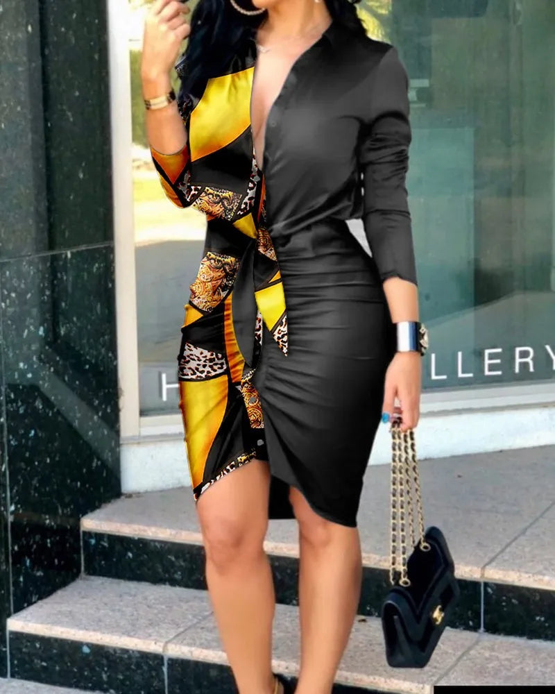 Long Sleeve Elegant Skinny Office Lady Mini Dress For Women Sexy deep V-neck Black Package Hip Bodycon Dresses Casual Robe