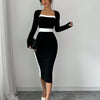 Autumn Winter Sweater Dress for Women 2024 New Arrivals Square Neck High Waist Long Knitted Dress Korean Maxi Dresses