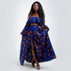 African Dresses for Women Autumn 2-piece Set Lady Full Sleeve Shoulder Off Festher Dashiki Print Split Skirts Africna Clothes