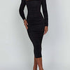 Autumn and Winter Women Sexy Bodycon Dress Square Neck Long Sleeved Ladies Evening Dresses