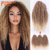 FASHION IDOL 200g 3pcs Afro Kinky Curly Braiding Hair Synthetic Crochet Hair 18 Inch Ombre Brown Passion Twist Hair Extensions