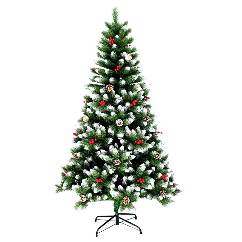 PVC Artificial Christmas Tree Spray White Pinecone Red Fruit Christmas Tree 1.2m-2.1m Christmas Party Atmosphere Home Decoration