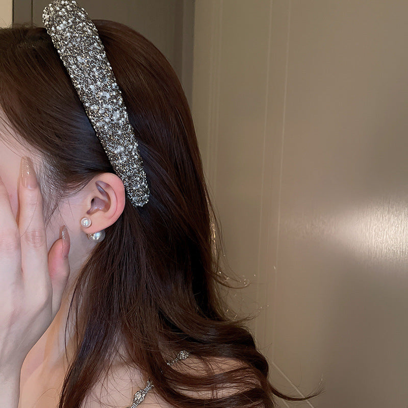 Luxury Inlaid Rhinestone HairBands for Women Korean Fashion Hair Pressure Headband Small Pearl Wedding Hair Jewelry