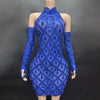 High Quality Sparkling Rainestone Sexy Bodycon Mini Dress Birthday Celebrate Evening Party Dress