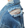 Fashion Broken Holes Long Sleeve Short Denim Jacket Ladies Trend Streetwear Casual Outerwear Women's Double Button Splicing Coat