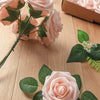 Artificial Flowers 25pcs Real Looking Blush Foam Fake Roses with Stems for DIY Wedding Bouquets Bridal Shower Centerpieces
