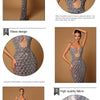 VC Sexy Deep V Plunge Neck Backless Sequins Mesh Sparkly Silver Maxi Long Dress Elegant Party Evening Outfits Vestido