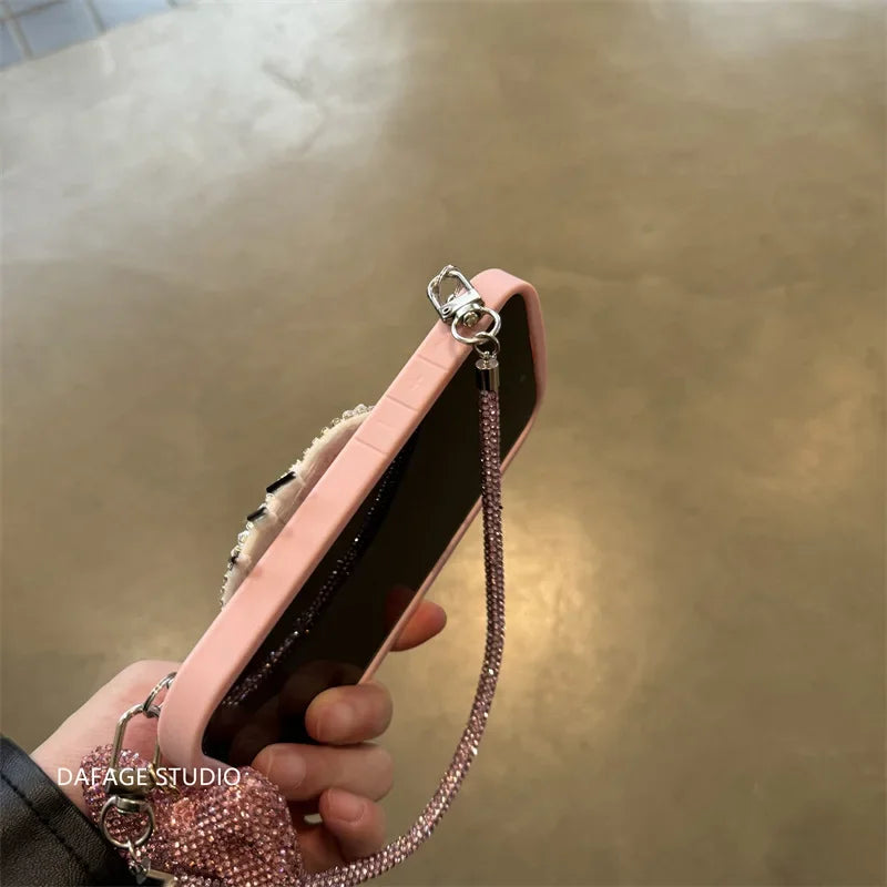 Kawaii Sanrio Hello kitty cute Diamond Phone Protective Case Suitable 14/13/12Promax Case Apple 15 Promax Fall Protection Sleeve