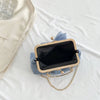 Glittering Chain Plaid Pattern Evening Bag For Women Bow Decor Shoulder Bag, Fashionable Elegant Clutch, Women‘s Crossbody Bag