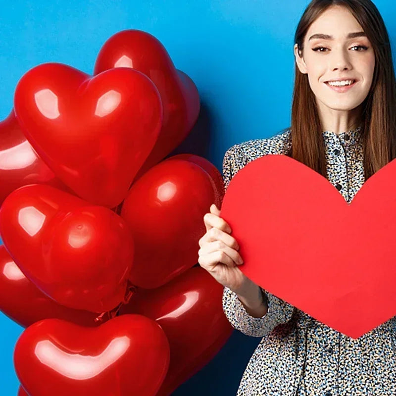 Red Heart Latex Balloon Inflatable Love Shaped Balloons Romantic Valentine's Day Birthday Wedding Party Decor Supplies Wholesale