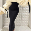 Plus Size Formal Black Wrap Neck Batwing Sleeve Long Sleeve Fold Maxi Dresses