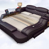 MANBAS Tech Smart Multifunctional Bed Frame with Genuine Leather, Bluetooth Speaker, and Massager Ultimate Soft Lit Tatami Camas