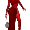 Women Sexy Mesh Rhinestone Irregular Skinny Jumpsuits