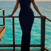 Elegant Deep Open Back Backless Slim Maxi Dress Women Spaghetti Strap Sleeveless Bodycon Long Dress Sexy Club Party Vestidos