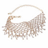 Sparkling Tassel Necklace Luxury Chain Rhinestone Mesh Female Boho Short Crystal Choker Neckband Chunky Necklace Wedding Jewelry