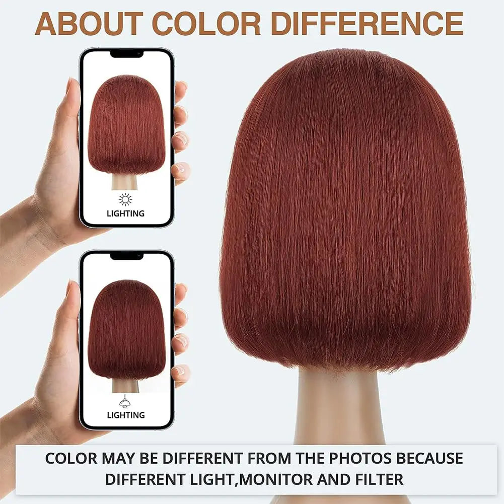 Reddish Brown Bob Wig Human Hair 13x4 Lace Front Wigs Human Hair Pre Plucked with Baby Hair Brazilian Virgin Human Hair