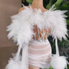 White Purple Women Sexy Strapless Mesh Ruffles 2 Pieces Bodycon Mini Dress See Through Celebrate Nightclub Party Birthday Wear