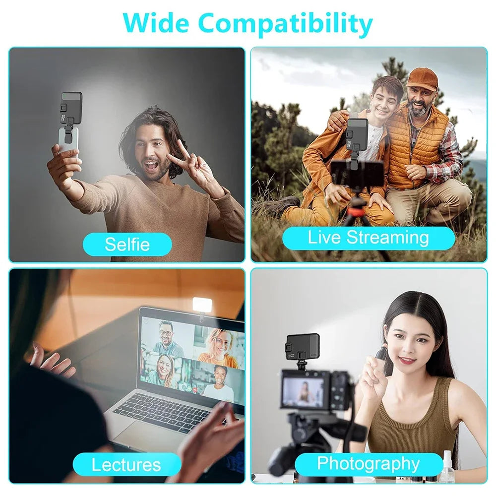 LED Selfie Light 60 High-quality LED Beads 2200mAh Rechargeable CRI 97+, 7 Light Modes Portable on Light for Phone/Tablet/Laptop