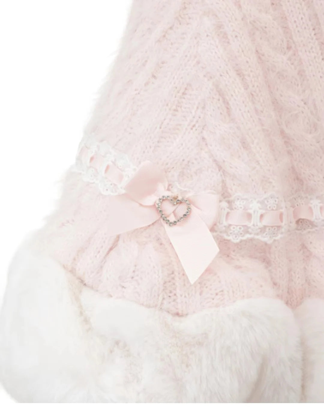 Japanese Liz Sweet Princess Faux Rabbit Fur Cape Coat Women Autumn Winter Fur Jacket Loose Clock Rhinestone Bow Hooded Coat