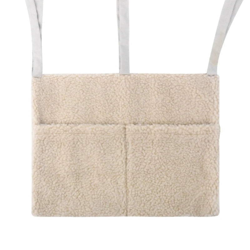 New Thick Plush Baby Crib Hanging Storage Bag Portable Double Pockets Newborn Cot Toy Organizer Bag Bed Headboard Storage Pouch