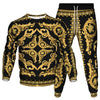 Vinatge Luxury Baroque Style Clothing Suit Men Jogging Pant Sweatshirt 2 Piece Set New Women Fashion Streetwear Tracksuit Set