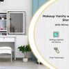Makeup Vanity Set with Mirror and Light, Storage Drawer, Chair and Shelf, Adjustable Brightness Makeup Vanity with Light