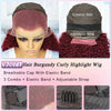 13x4 Deep Wave Frontal Wig 99J Burgundy Lace Front Wig Short Bob Hair Wig Human Hair HD Transparent Lace Pre Plucked Hairline