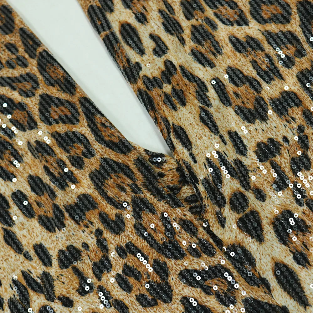 CM.YAYA Women's Set Sleeveless Fur Leopard Sequined V-neck Wool Vest and Pant Suits 2024 Street Two 2 Piece Set Outfit Tracksuit