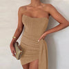 Dulzura Bling Glitter Sexy Y2K Clothes Sleeveless Backless Corset Ruched Bodycon Mini Dress For Women Club Party Elegant Outfits