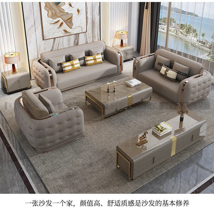 Luxury Fancy Living Room Sofa Genuine Leather Designer Italian Sofa Loveseat Single Canape Salon De Luxe Apartment Furniture