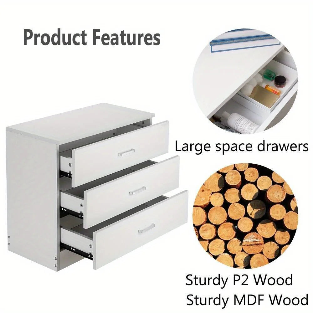3 Drawer Chest Dresser Storage Tower Closet Organizer Unit Bedroom Home White