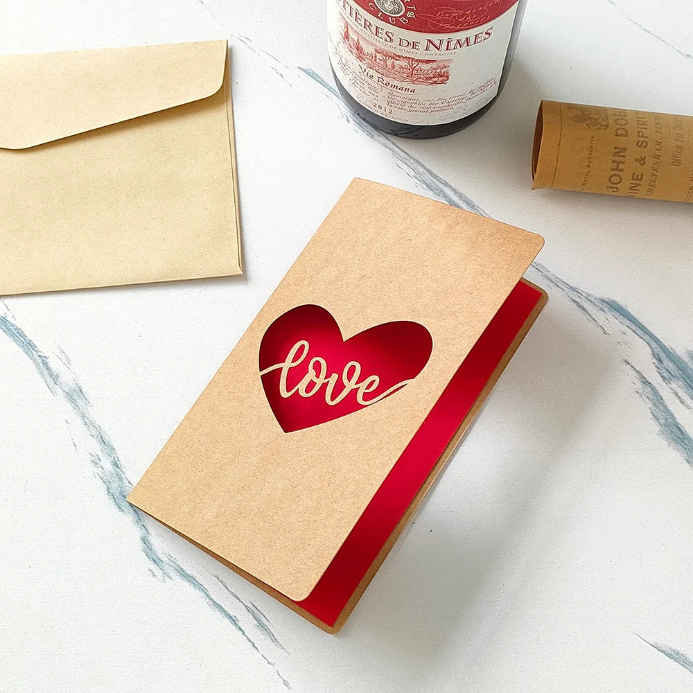 3D Pop Up Love Card with Envelope Valentines Day Birthday Anniversary Greeting Cards for Couples Wife Husband Handmade Gifts