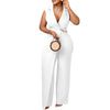 Elegant Jumpsuits & Rompers for Woman 2024 New Turn Down Collar Sleeveless High Waisted V Neck Straight Female Birthday Overalls