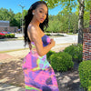 Spring And Summer Dresses For Women Chest Wrap Printed Off Shoulder Bandage Slim Sexy Long Dress 2023 New Fashion party MsChuh
