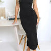 Sexy Women Long Dress Ruched Sleeveless Slim Solid Summer Party Back Split Dress Clubwear Female Vestido Outfits