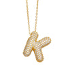 FLOLA Chunky Clear Crystal Initial Necklaces For Women Bubble Letter Necklace Custom Name Jewelry Birthday Gifts nkeb798