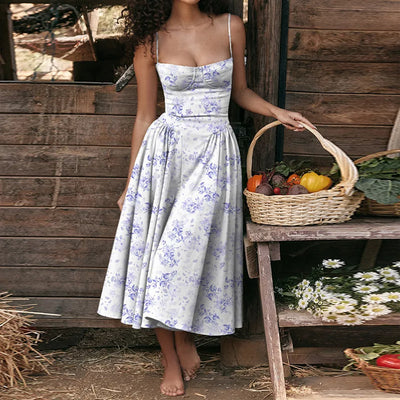2024 Summer Sexy Spaghetti Strap Long Dresses Slim French Vintage Elegantes Style Suspender Party Dress Vestidos Robes Longues