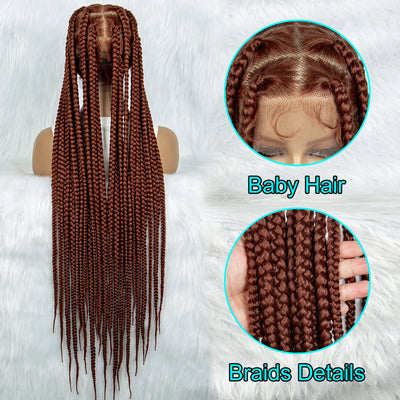 KIMA Ginger Synthetic Cornrow Braided Wigs Full Lace Wig 36 inches Knotless Jumbo Box Braids Wigs 350 Color for Black Women