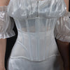 Women Abdomen Tight Corset Crops Under Bust Bustiers Breathable Mesh Waist Girdle With Bones Slimming Lace Up Bodices